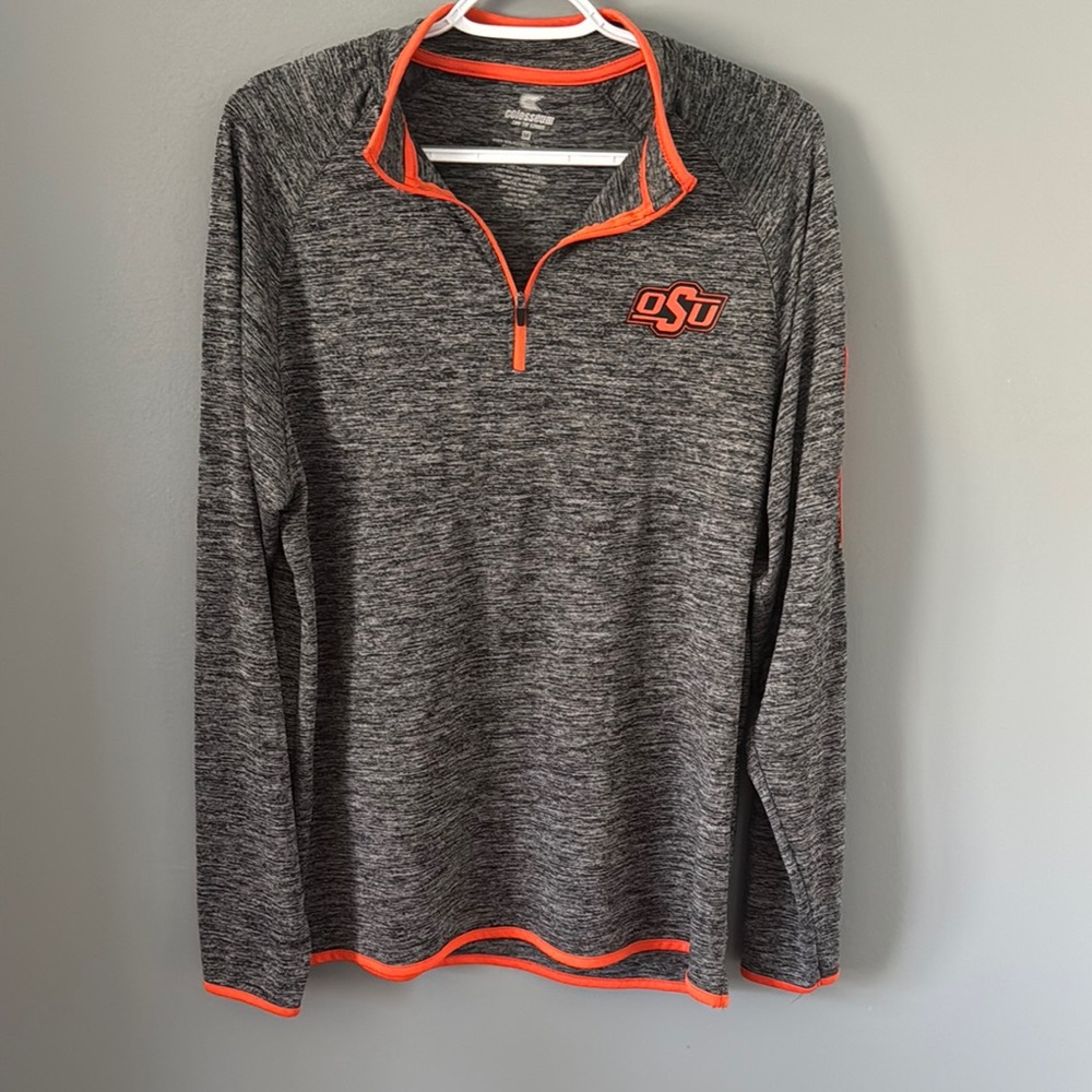 OSU Gray and Orange Quarter-Zip Pullover Men’s Medium